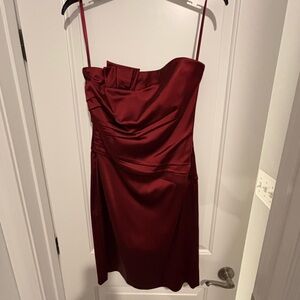 White House Black Market Strapless Deep Red Satin Dress